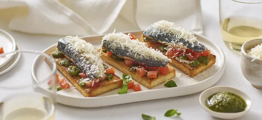 Canapé Margheritta de Sardinas Ortiz 'a la antigua' 11 Canapè Margherita di Sardine Ortiz “all’Antica”