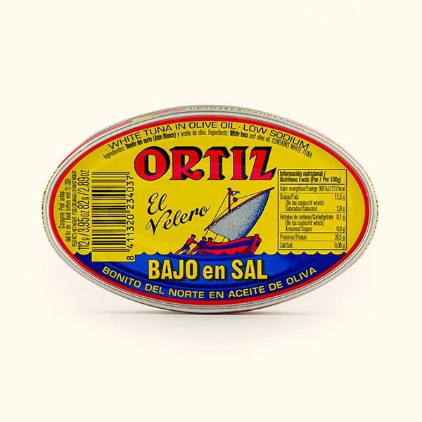 Bonito del norte en aceite de oliva bajo en sal lata oval 112g