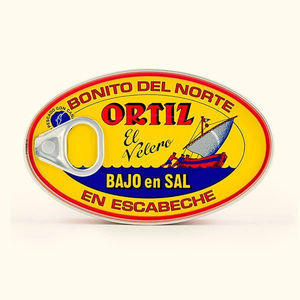 Bonito del norte en escabeche bajo en sal lata oval