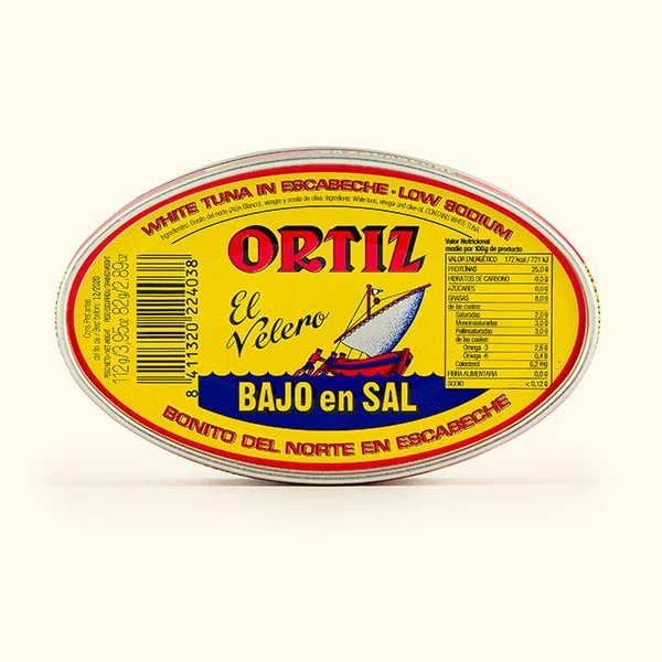 Bonito del norte en escabeche bajo en sal lata oval