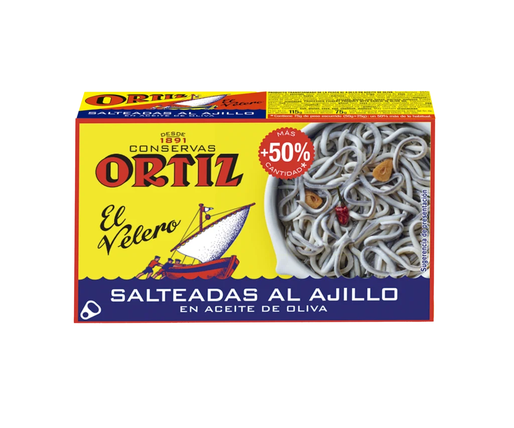 Foto salteadas al Ajillo Ortiz vista frontal