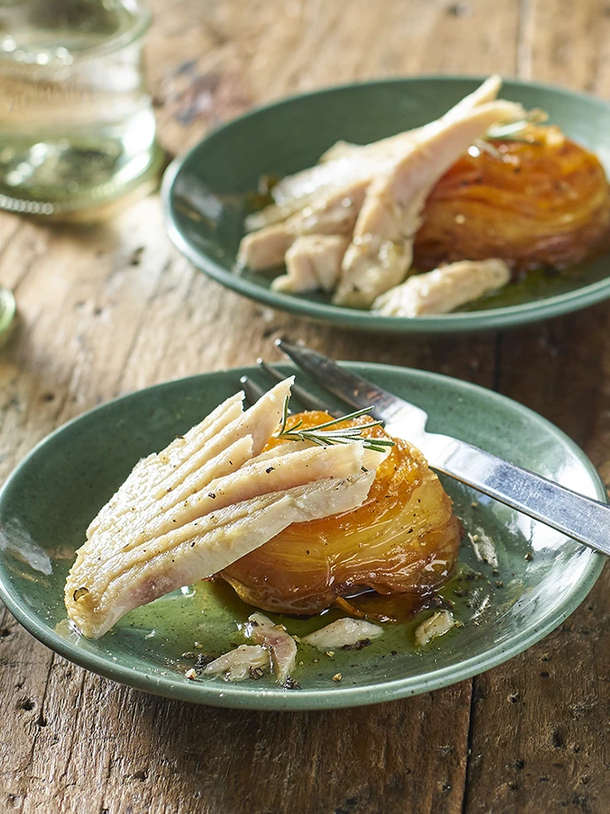 Pastelitos de patata y Boniato con ventresca de Bonito del Norte receta vertical