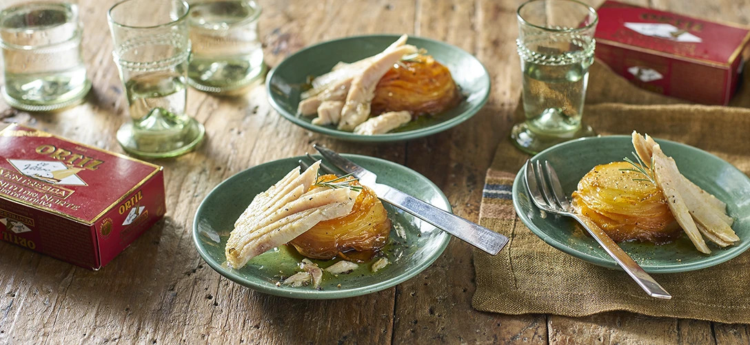 Pastelitos de patata y Boniato con ventresca de Bonito del Norte receta