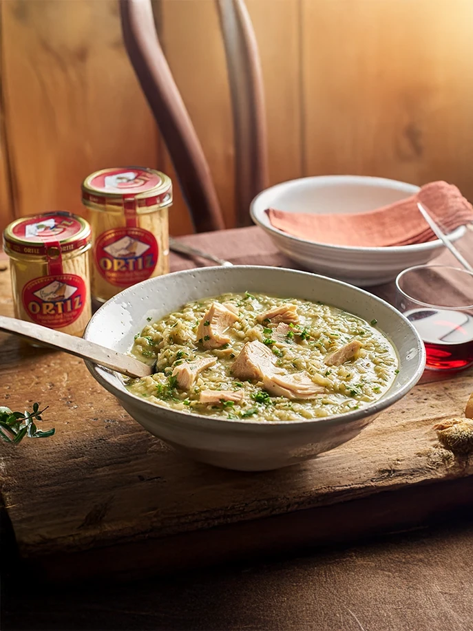 Receta de Arroz caldoso con Bonito del Norte vertical